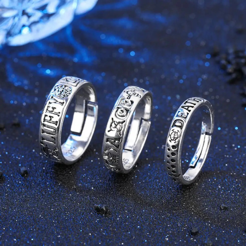 New Anime ONE PIECE Law Monkey D Luffy Portgas D Ace Figure Adjustable Ring Model Toys Collect Cosplay props Gifts