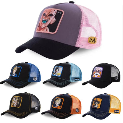 Dragon Ball Z Baseball Hat Goku Super Saiyan Cartoon Mesh Sunhat for Men and Women Anime Hats Fashion Patch Trucker Cap