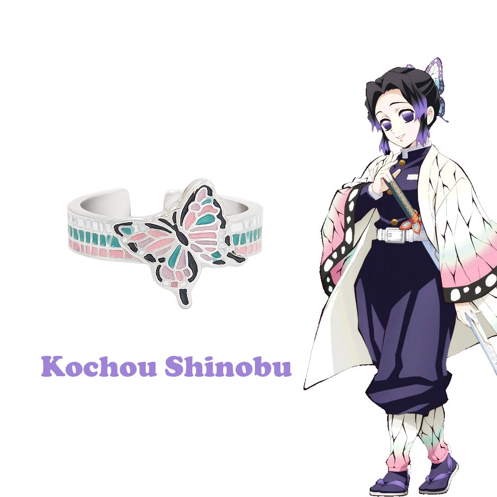 Anime Demon Slayer Kimetsu No Yaiba Ring Tanjirou Mitsuri Tokitou Muichirou Adjustable Finger Rings for Women Men Jewelry
