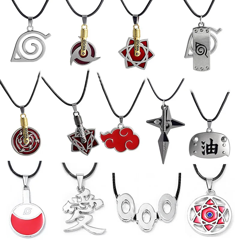 Anime Naruto Action Figures Necklace Ring Cosplay Accessories Uzumaki Zumaki Shuriken Kakashi Jewelry Kids Children Toy Gift