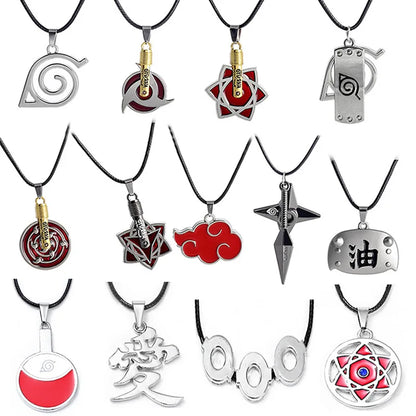 Anime Naruto Action Figures Necklace Ring Cosplay Accessories Uzumaki Zumaki Shuriken Kakashi Jewelry Kids Children Toy Gift