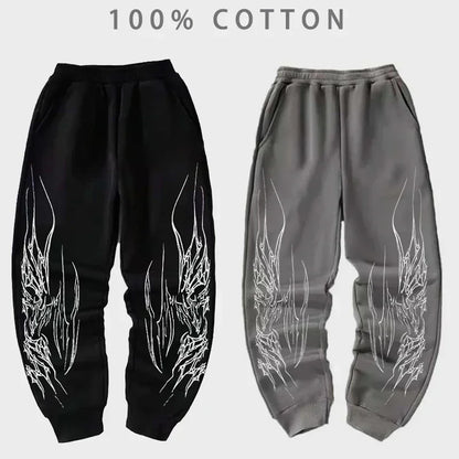 American Retro Hip-Hop Pop Loose Leggings Men's Y2K New Harajuku Gothic Casual Joker Fitness Pants Jogging Pants Street Wear