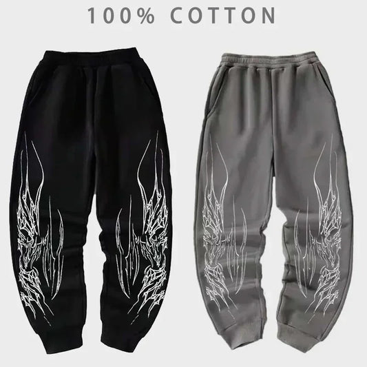 American Retro Hip-Hop Pop Loose Leggings Men's Y2K New Harajuku Gothic Casual Joker Fitness Pants Jogging Pants Street Wear
