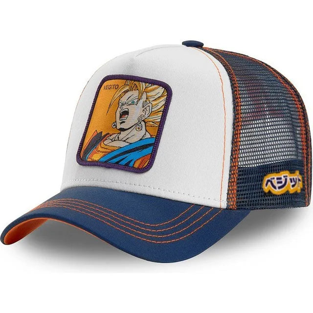 New Dragon Ball Son Goku Cap Summer Travel Peaked Cap Men's Embroidery Hip-Hop Cap Style Sun Visor Adjustable Trucker Mesh Cap