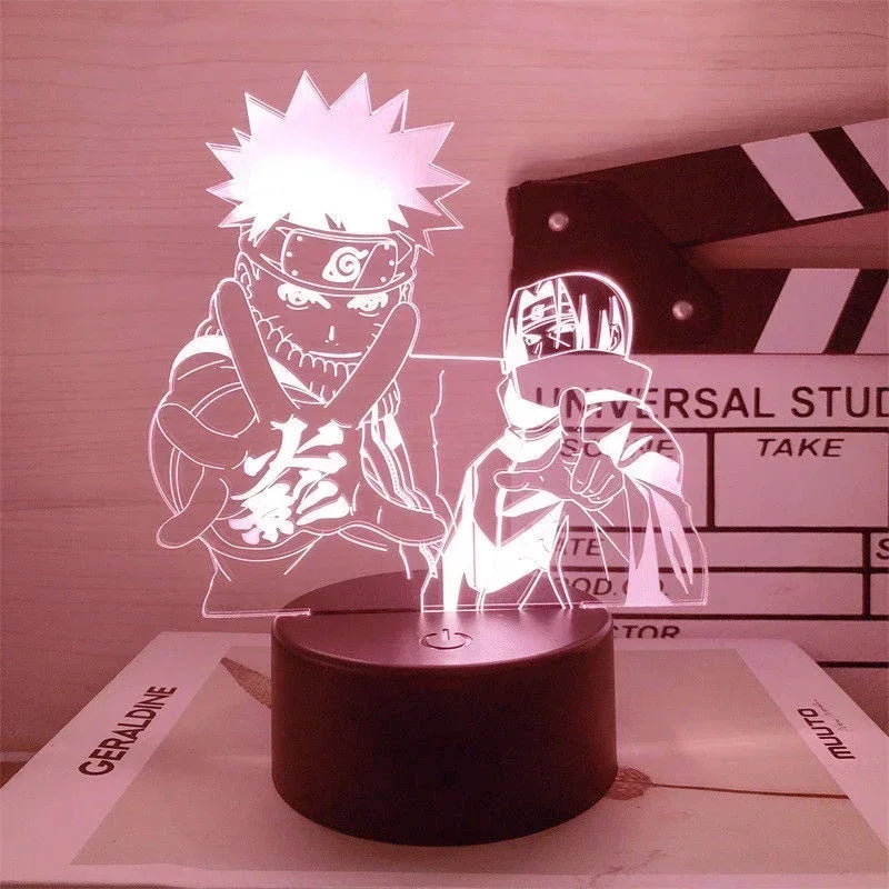 Anime Naruto Kakashi Shippuden Uchiha Sasuke Hatake Characters 3D LED Night Lights Action Figure Collection Model Toys Gifts