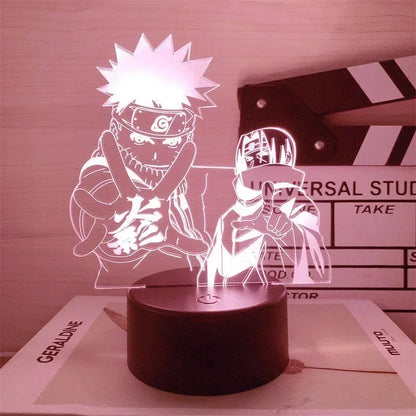 Anime Naruto Kakashi Shippuden Uchiha Sasuke Hatake Characters 3D LED Night Lights Action Figure Collection Model Toys Gifts