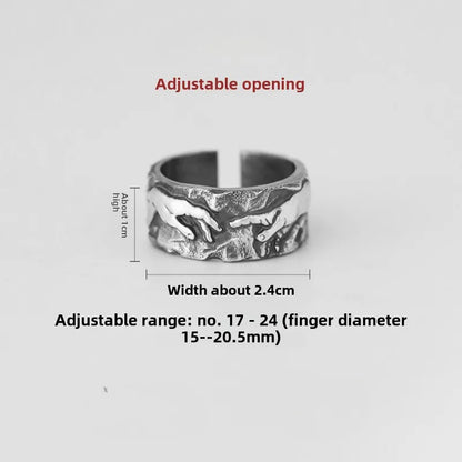 Fashion Trend The Hand of God Rings for Men and Women Retro Silver Color Open Index Finger Ring Gothic Jewelry Accessories Gifts