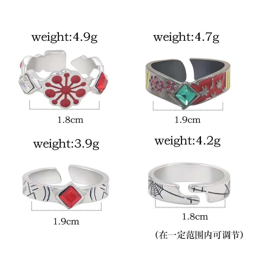 Anime Demon Slayer Kimetsu No Yaiba Ring Tanjirou Mitsuri Tokitou Muichirou Adjustable Finger Rings for Women Men Jewelry