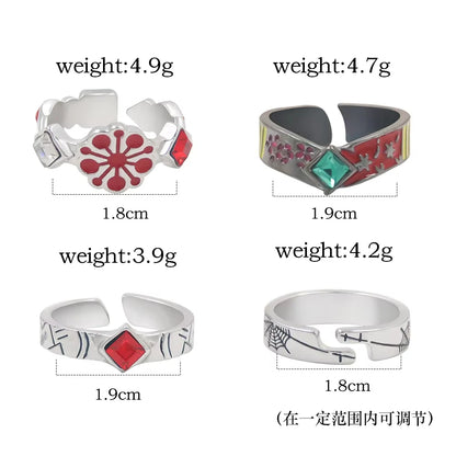 Anime Demon Slayer Kimetsu No Yaiba Ring Tanjirou Mitsuri Tokitou Muichirou Adjustable Finger Rings for Women Men Jewelry