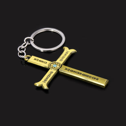 Anime Dracule Mihawk Cross Knife Keychains Metal Pendant Key Rings for Men Woman Keyring Fashion Jewelry Accessories Gift