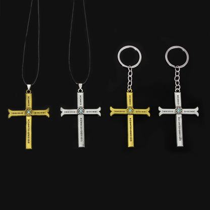 Anime Dracule Mihawk Cross Knife Keychains Metal Pendant Key Rings for Men Woman Keyring Fashion Jewelry Accessories Gift