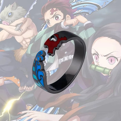 Anime Demon Slayer Kimetsu No Yaiba Ring Tanjirou Mitsuri Tokitou Muichirou Adjustable Finger Rings for Women Men Jewelry