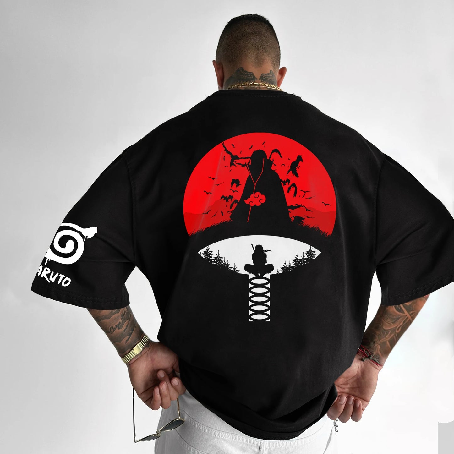 Naruto Animation Derivatives Anime Oversized T Shirt Men's Summer Streetwear Print Casual Cotton Round Neck Short Sleeve Tee