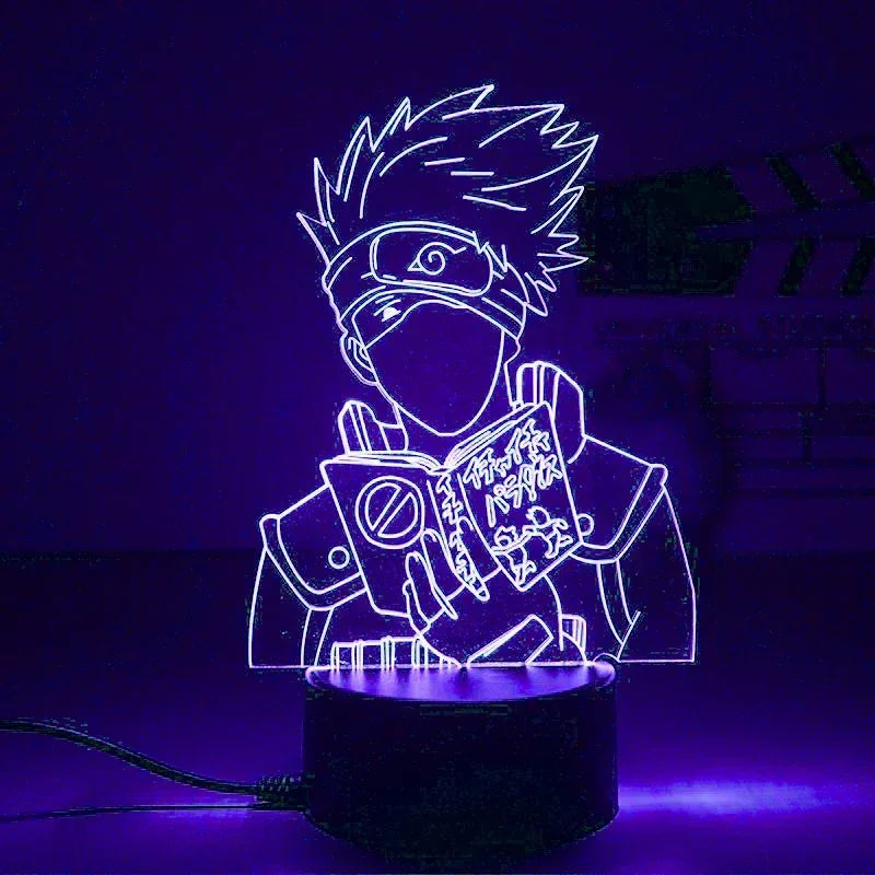 Anime Naruto Kakashi Shippuden Uchiha Sasuke Hatake Characters 3D LED Night Lights Action Figure Collection Model Toys Gifts