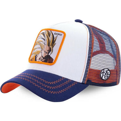 New Dragon Ball Son Goku Cap Summer Travel Peaked Cap Men's Embroidery Hip-Hop Cap Style Sun Visor Adjustable Trucker Mesh Cap