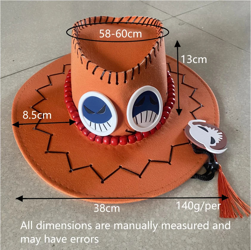 Brdwn Unisex Portgas D Ace Anime Cosplay Hats Cowboy Cap Adult Christmas Gift