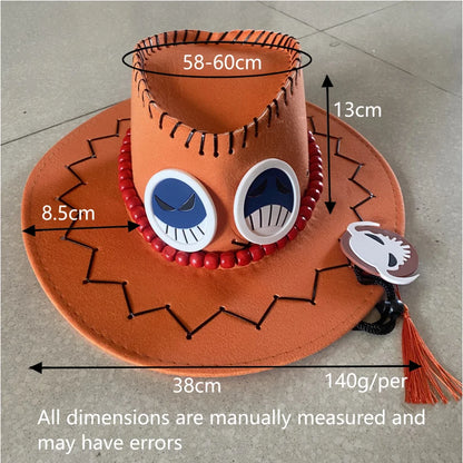 Brdwn Unisex Portgas D Ace Anime Cosplay Hats Cowboy Cap Adult Christmas Gift