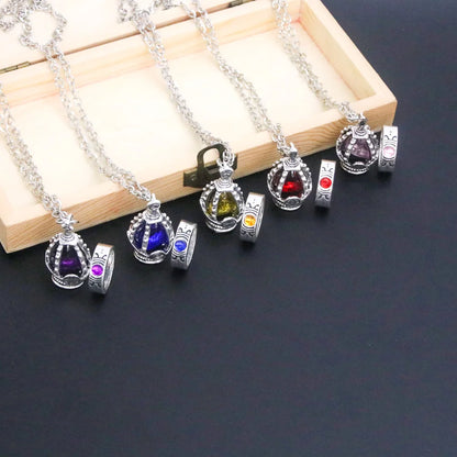 Anime Puella Magi Madoka Magica Cosplay Necklace Kaname Madoka Miki Sayaka Soul Gem Pendant Necklace Ring Set Fashion Jewelry