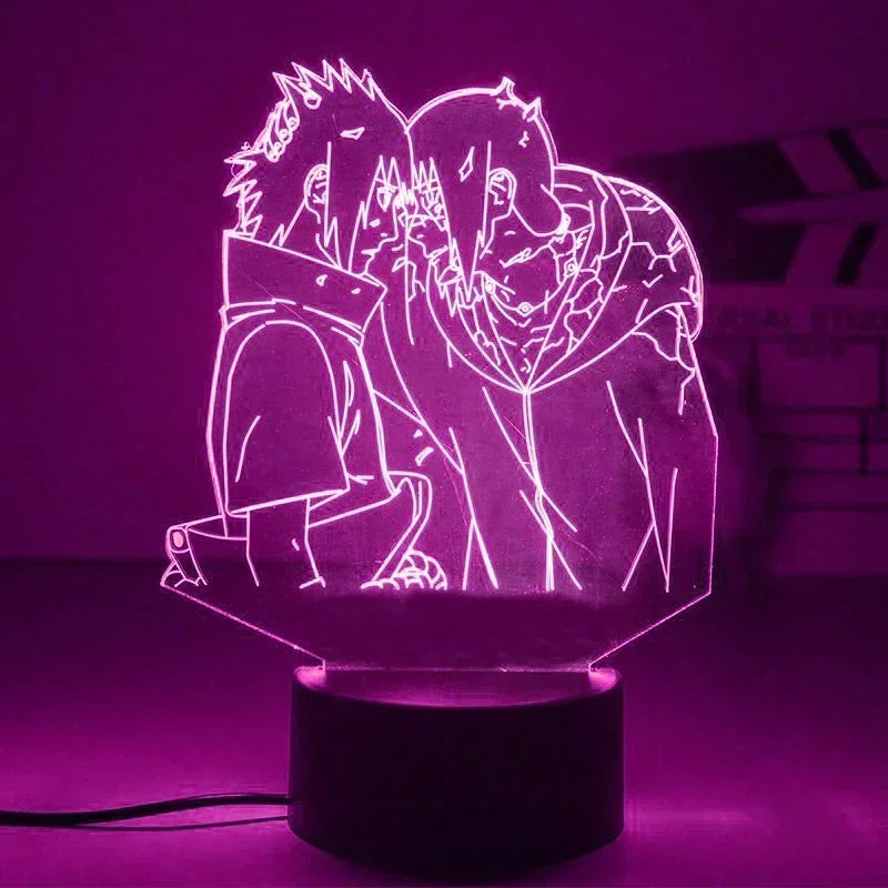 Anime Naruto Kakashi Shippuden Uchiha Sasuke Hatake Characters 3D LED Night Lights Action Figure Collection Model Toys Gifts
