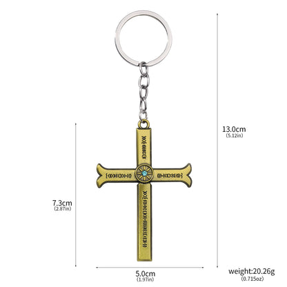 Anime Dracule Mihawk Cross Knife Keychains Metal Pendant Key Rings for Men Woman Keyring Fashion Jewelry Accessories Gift
