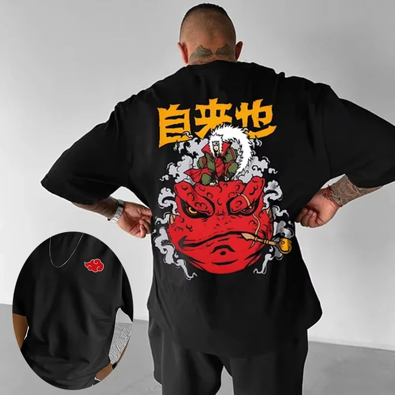 Naruto Sasuke Summer Men's T-shirt Cotton Japanese Anime Personality Print Loose Cotton T-shirt Daily with Casual Short Sleeves