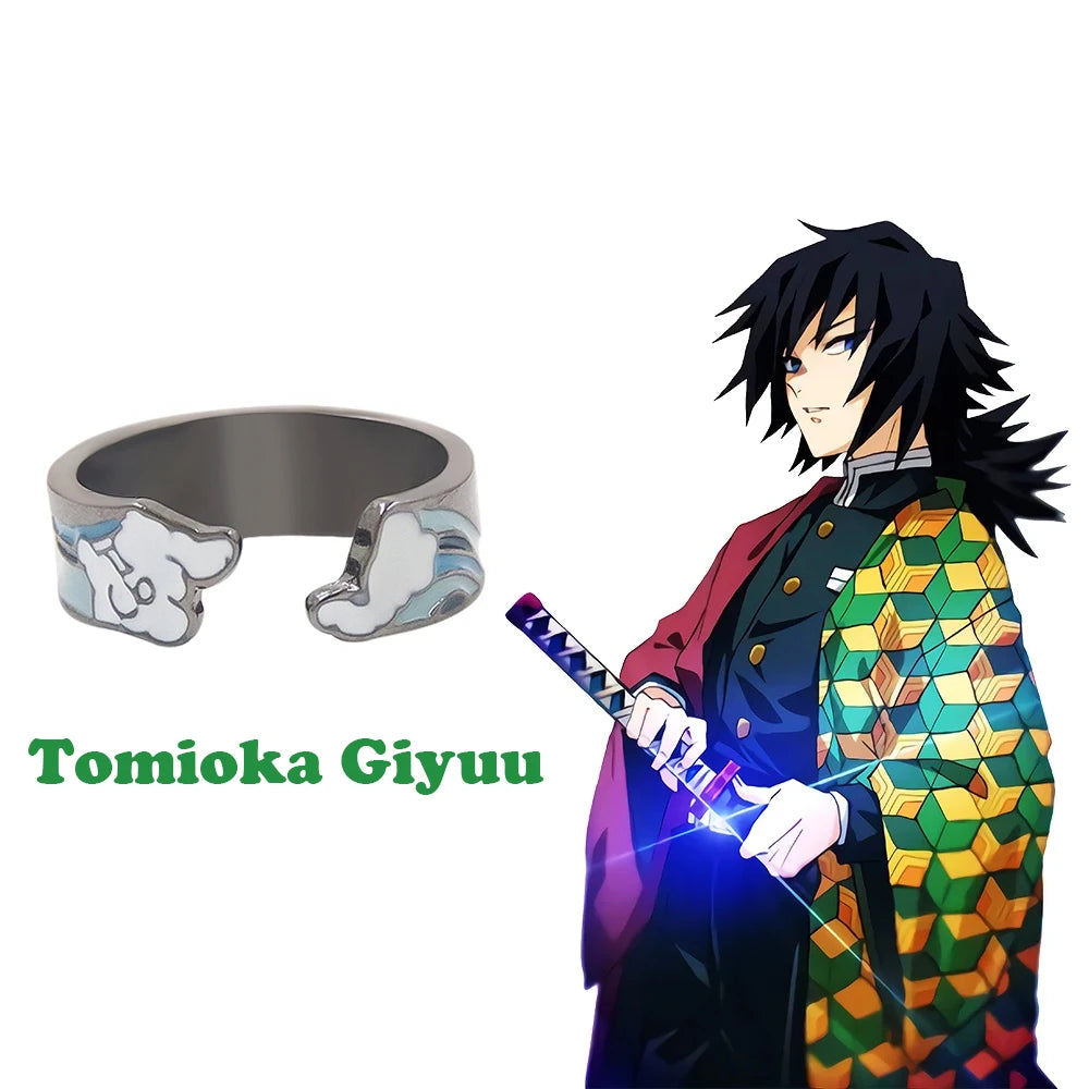 Anime Demon Slayer Kimetsu No Yaiba Ring Tanjirou Mitsuri Tokitou Muichirou Adjustable Finger Rings for Women Men Jewelry