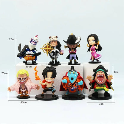 8pcs Anime One Piece Figures Model Dolls Toys Cute Luffy Oka Shichibukai Ace Boa Hancock Jinbe Collection Toys Full Set Hot Sale