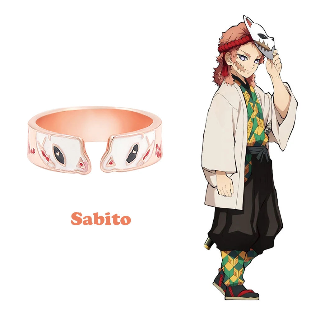 Anime Demon Slayer Kimetsu No Yaiba Ring Tanjirou Mitsuri Tokitou Muichirou Adjustable Finger Rings for Women Men Jewelry