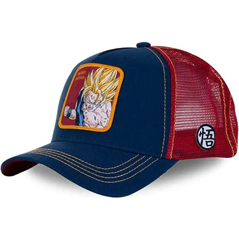 New Dragon Ball Son Goku Cap Summer Travel Peaked Cap Men's Embroidery Hip-Hop Cap Style Sun Visor Adjustable Trucker Mesh Cap