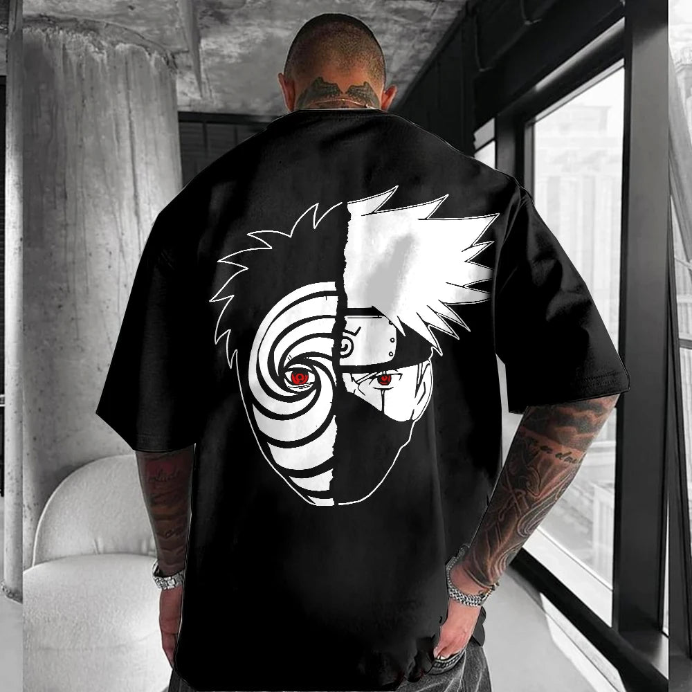 Naruto Animation Derivatives Anime Oversized T Shirt Men's Summer Streetwear Print Casual Cotton Round Neck Short Sleeve Tee