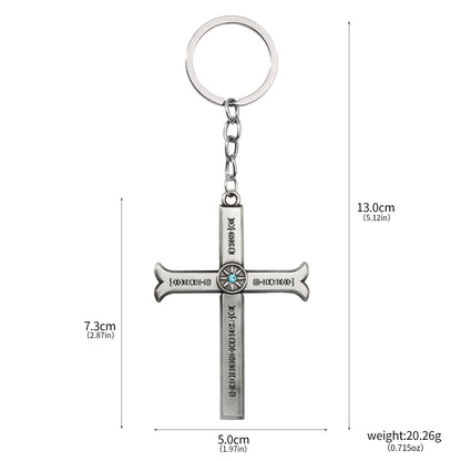 Anime Dracule Mihawk Cross Knife Keychains Metal Pendant Key Rings for Men Woman Keyring Fashion Jewelry Accessories Gift