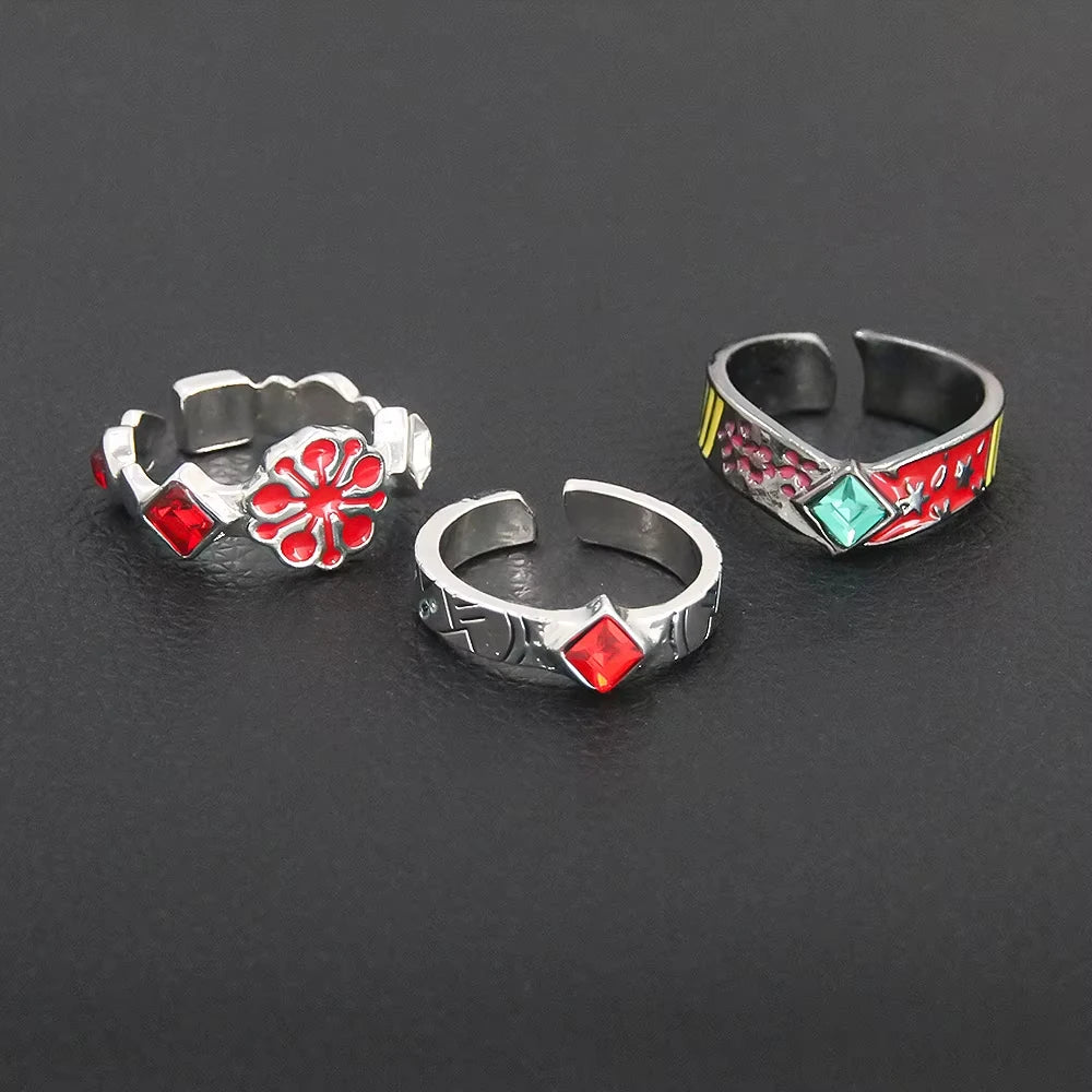 Anime Demon Slayer Kimetsu No Yaiba Ring Tanjirou Mitsuri Tokitou Muichirou Adjustable Finger Rings for Women Men Jewelry