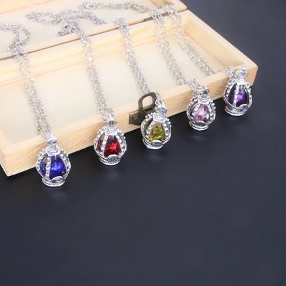 Anime Puella Magi Madoka Magica Cosplay Necklace Kaname Madoka Miki Sayaka Soul Gem Pendant Necklace Ring Set Fashion Jewelry