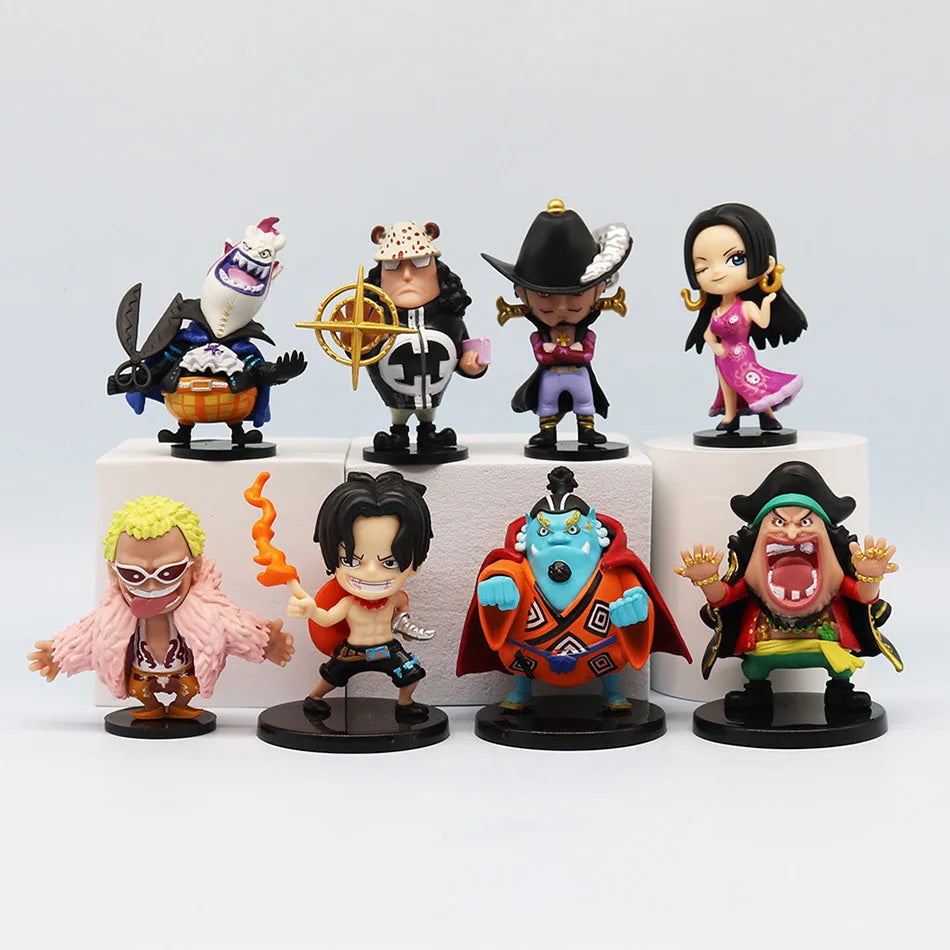 8pcs Anime One Piece Figures Model Dolls Toys Cute Luffy Oka Shichibukai Ace Boa Hancock Jinbe Collection Toys Full Set Hot Sale