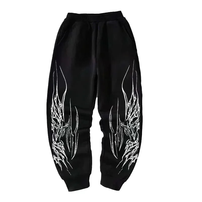 American Retro Hip-Hop Pop Loose Leggings Men's Y2K New Harajuku Gothic Casual Joker Fitness Pants Jogging Pants Street Wear