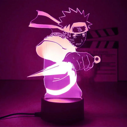 Anime Naruto Kakashi Shippuden Uchiha Sasuke Hatake Characters 3D LED Night Lights Action Figure Collection Model Toys Gifts