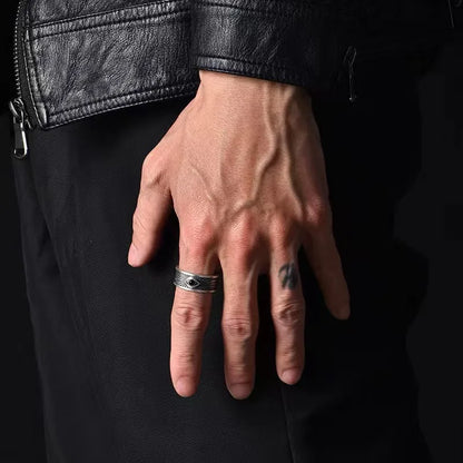 Retro Antique Eye of Providence Ring For Men Silver Color Punk Gothic Adjustable Open Ring Alloy Unisex Jewelry Accessories Gift