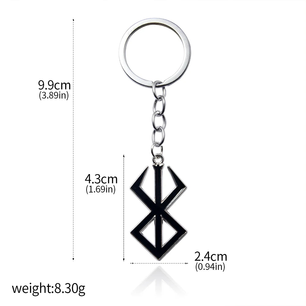 Berserk Anime Keychain Necklace Guts Sword Jewelry Set Key Chain Keyrings Keychains for Men Women Accessories Key Ring Pendant