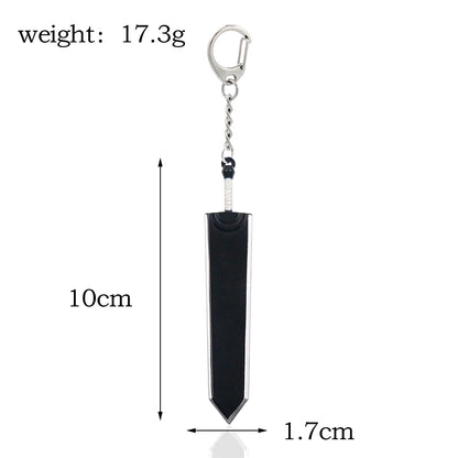 Berserk Anime Keychain Necklace Guts Sword Jewelry Set Key Chain Keyrings Keychains for Men Women Accessories Key Ring Pendant