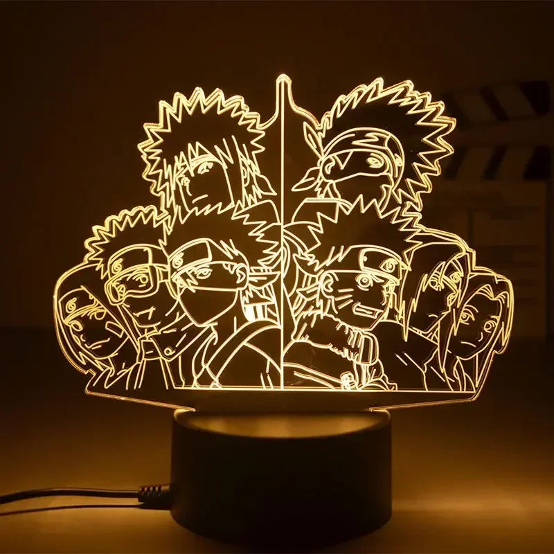 Anime Naruto Kakashi Shippuden Uchiha Sasuke Hatake Characters 3D LED Night Lights Action Figure Collection Model Toys Gifts