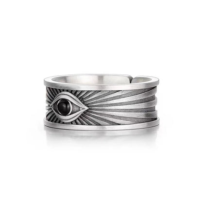 Retro Antique Eye of Providence Ring For Men Silver Color Punk Gothic Adjustable Open Ring Alloy Unisex Jewelry Accessories Gift