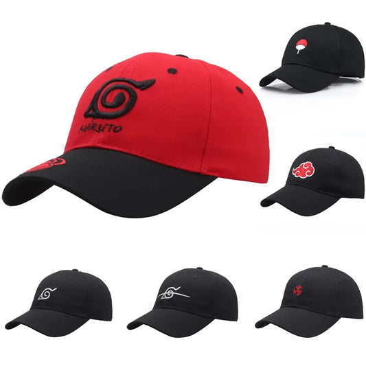 Japanese Anime Naruto Character Baseball Cap Embroidery Adjustable Unisex Red Cloud Outdoor Sun Hat Sports Hip-hop Style